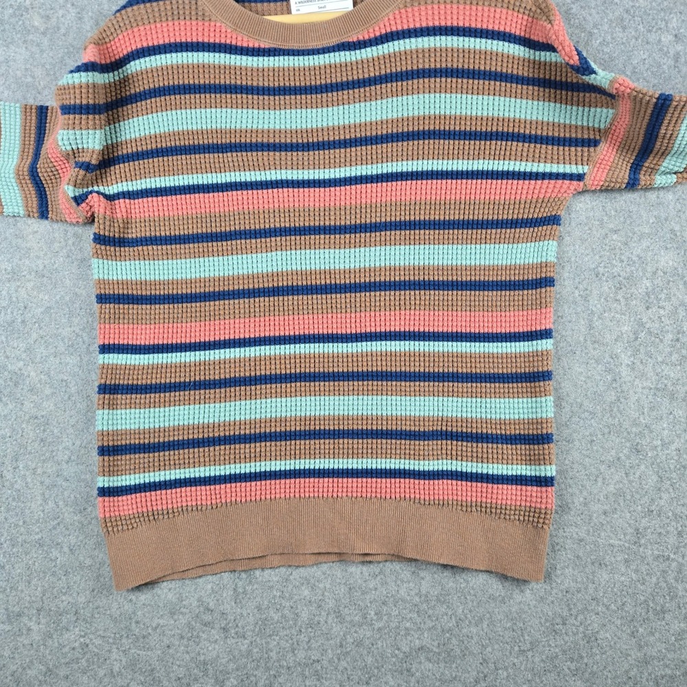 REI Cooperative Sweater Womens Small Brown Striped Waffle Knit Gorpcore Retro - Picture 3 of 10